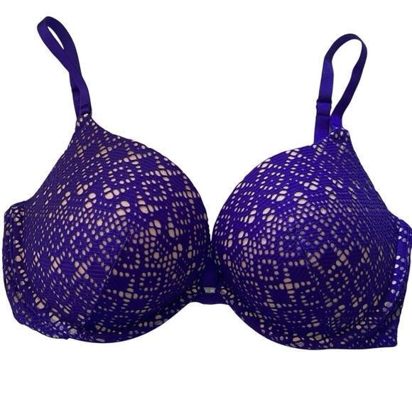Victoria's Secret Purple Lace push up Bra with Adjustable Straps 34DD - Picture 1 of 10
